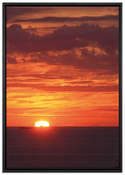 Sonnenuntergang über Meer auf Leinwandbild gerahmt Größe 100x70