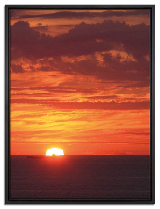 Sonnenuntergang über Meer auf Leinwandbild gerahmt Größe 80x60