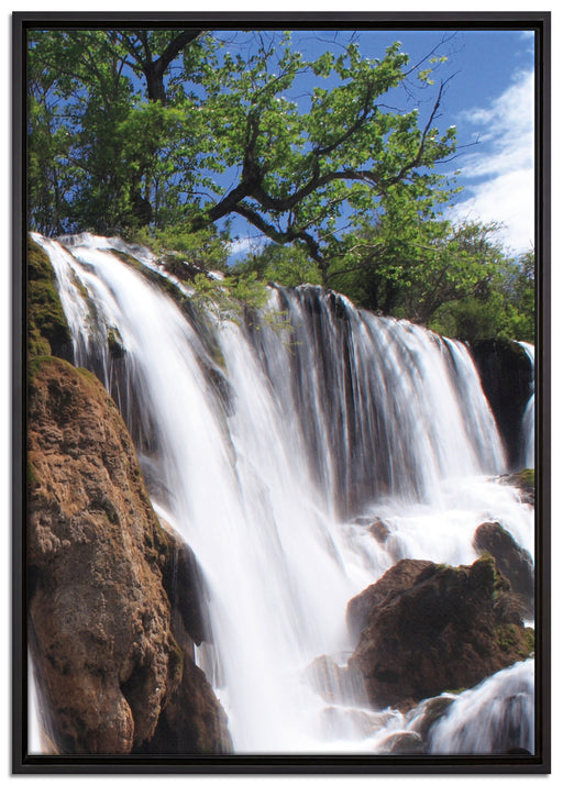 Wasserfall im Dschungel auf Leinwandbild gerahmt Größe 100x70