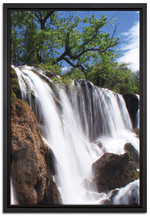 Wasserfall im Dschungel auf Leinwandbild gerahmt Größe 60x40