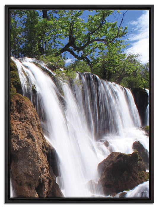 Wasserfall im Dschungel auf Leinwandbild gerahmt Größe 80x60