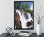 Wasserfall im Dschungel auf Leinwandbild gerahmt mit Kirschblüten