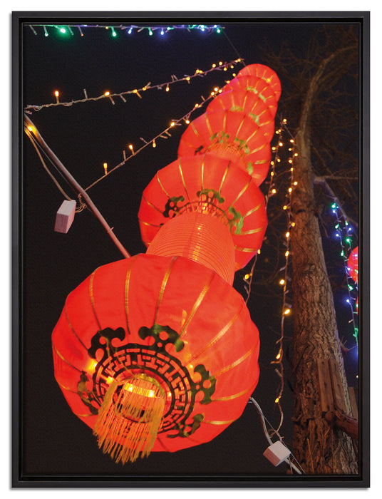 traditionelle chinesische Lampions auf Leinwandbild gerahmt Größe 80x60