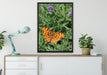 Schmetterling auf Blumenwiese auf Leinwandbild gerahmt verschiedene Größen im Wohnzimmer