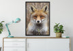 aufmerksamer Fuchs im Geäst auf Leinwandbild gerahmt verschiedene Größen im Wohnzimmer