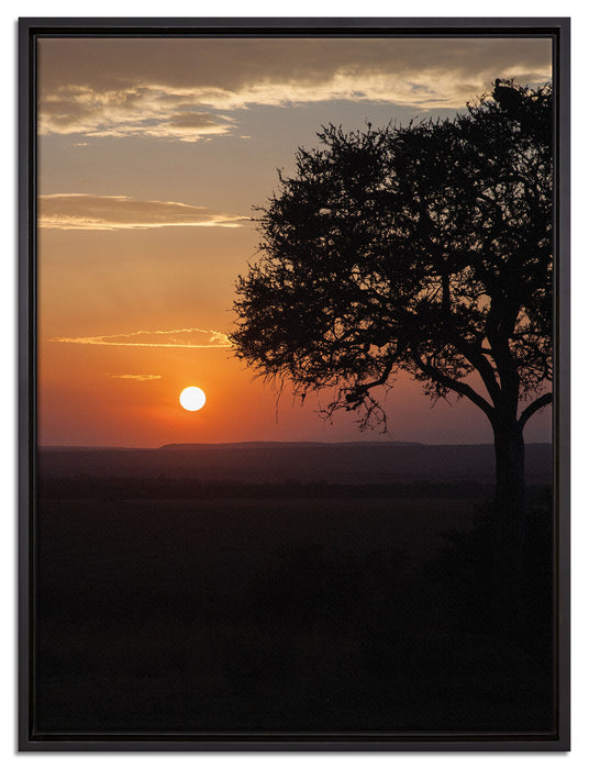 Sonnenaufgang über der Savanne auf Leinwandbild gerahmt Größe 80x60