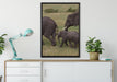 wandernde Elefantenfamilie auf Leinwandbild gerahmt verschiedene Größen im Wohnzimmer