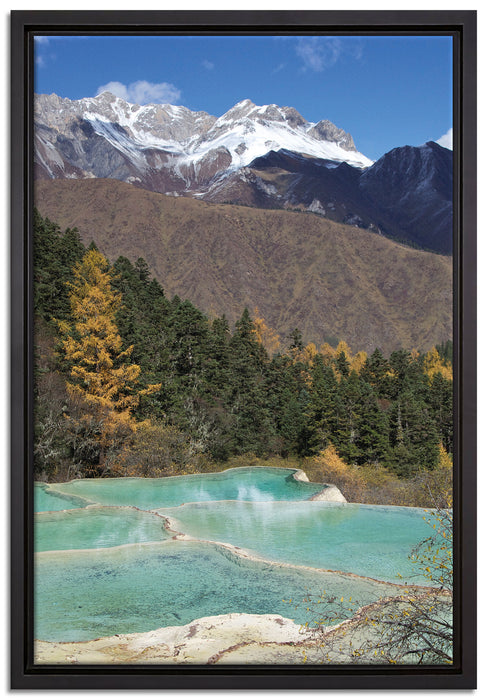 Kalksteinterrassen in Huang Long auf Leinwandbild gerahmt Größe 60x40