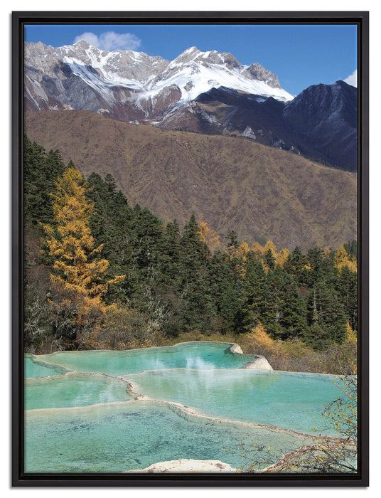 Kalksteinterrassen in Huang Long auf Leinwandbild gerahmt Größe 80x60