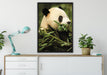 Pandabär beim Fressen auf Leinwandbild gerahmt verschiedene Größen im Wohnzimmer