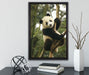 niedlicher Pandabär auf Baum auf Leinwandbild gerahmt mit Kirschblüten