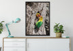 Papageienpaar auf Leinwandbild gerahmt verschiedene Größen im Wohnzimmer