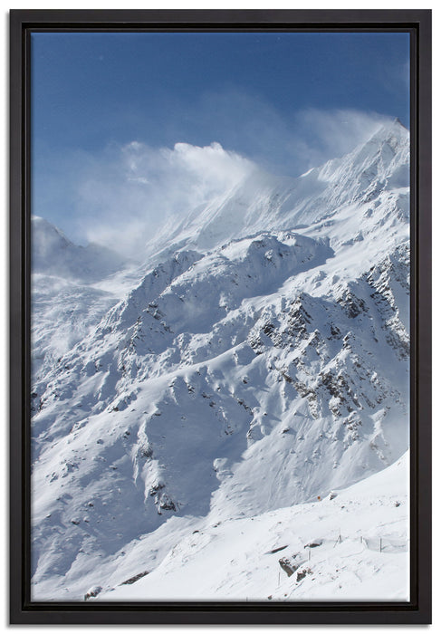schneebedeckte Berggipfel auf Leinwandbild gerahmt Größe 60x40