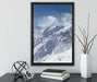 schneebedeckte Berggipfel auf Leinwandbild gerahmt mit Kirschblüten