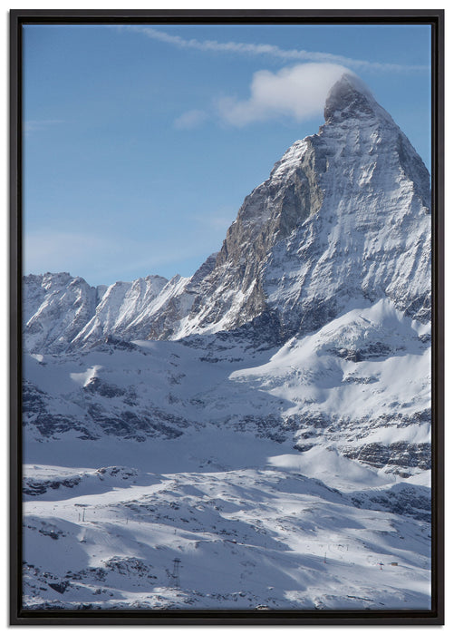 schneebedeckte Gipfel auf Leinwandbild gerahmt Größe 100x70