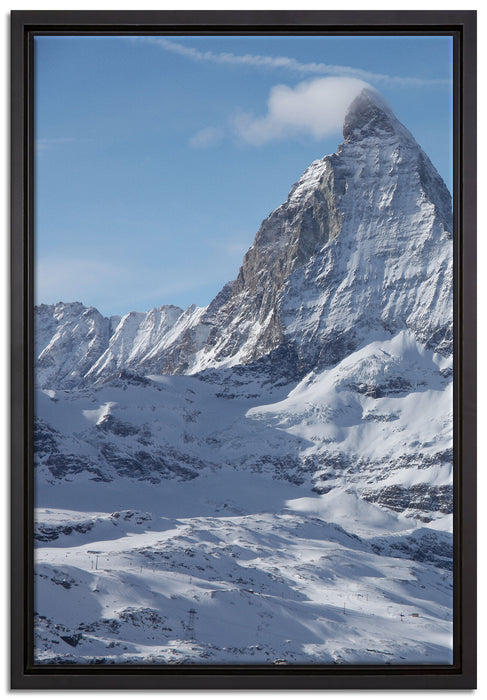 schneebedeckte Gipfel auf Leinwandbild gerahmt Größe 60x40