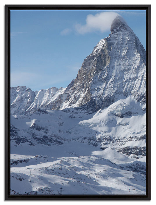 schneebedeckte Gipfel auf Leinwandbild gerahmt Größe 80x60