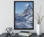 schneebedeckte Gipfel auf Leinwandbild gerahmt mit Kirschblüten