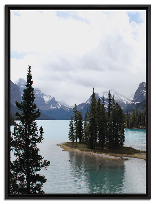 Blick auf Gebirgskette auf Leinwandbild gerahmt Größe 80x60