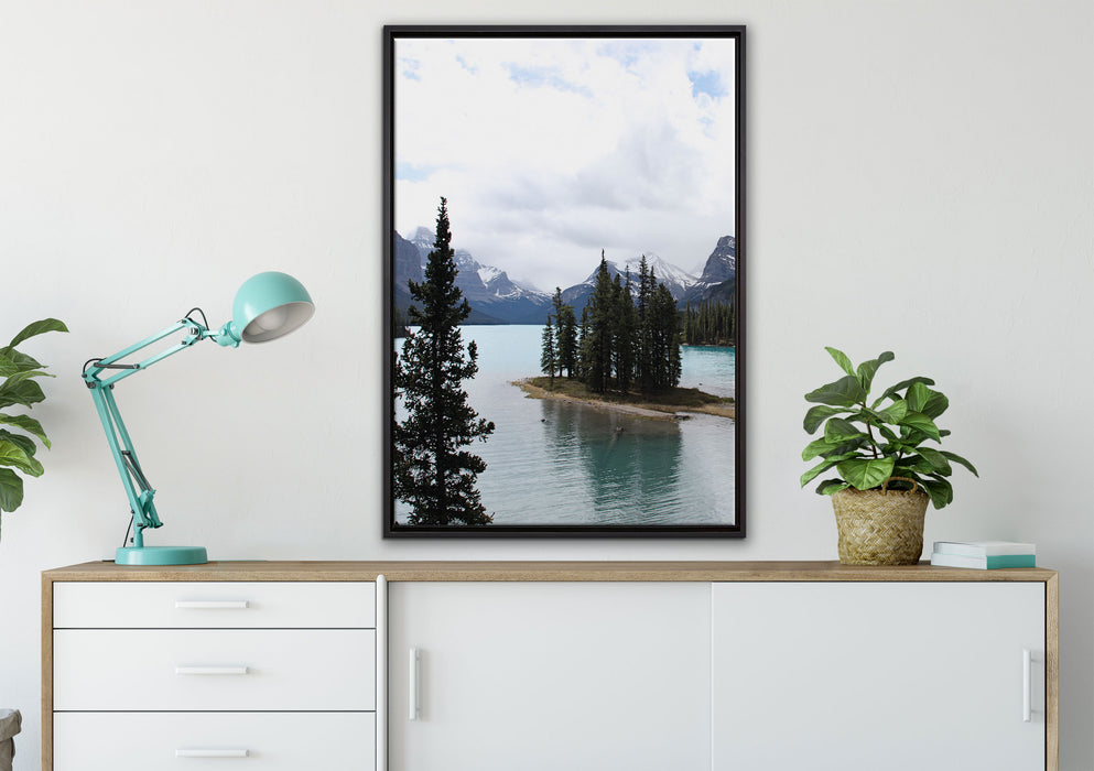 Blick auf Gebirgskette auf Leinwandbild gerahmt verschiedene Größen im Wohnzimmer