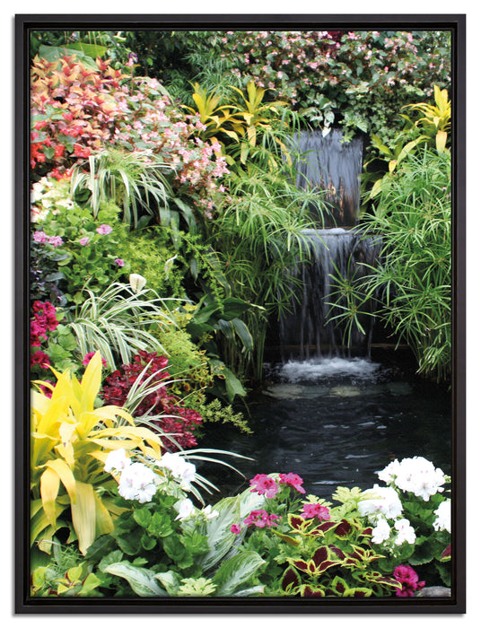 farbenfrohe Blumenoase auf Leinwandbild gerahmt Größe 80x60