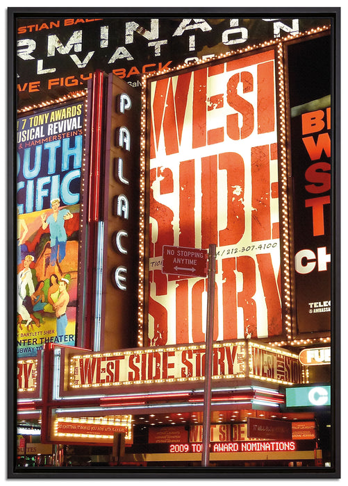Programm des legendären Broadway's auf Leinwandbild gerahmt Größe 100x70