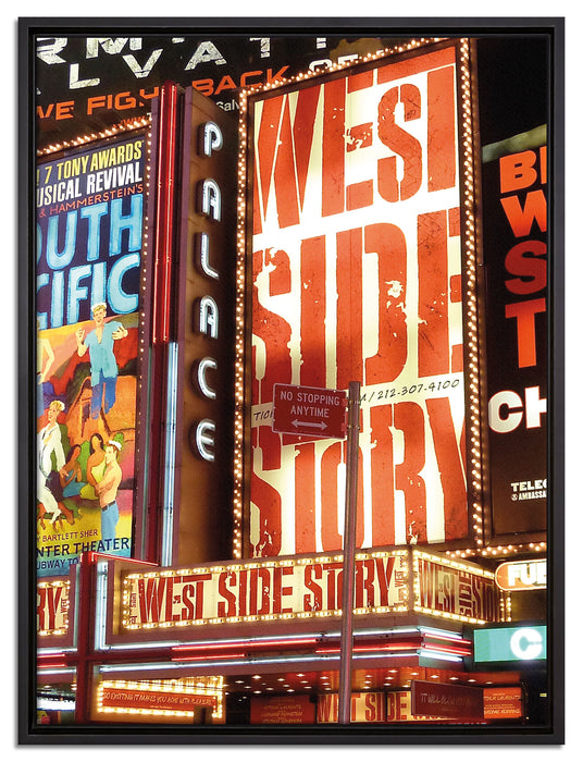 Programm des legendären Broadway's auf Leinwandbild gerahmt Größe 80x60
