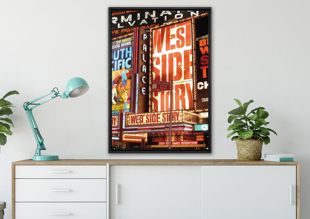 Programm des legendären Broadway's auf Leinwandbild gerahmt verschiedene Größen im Wohnzimmer