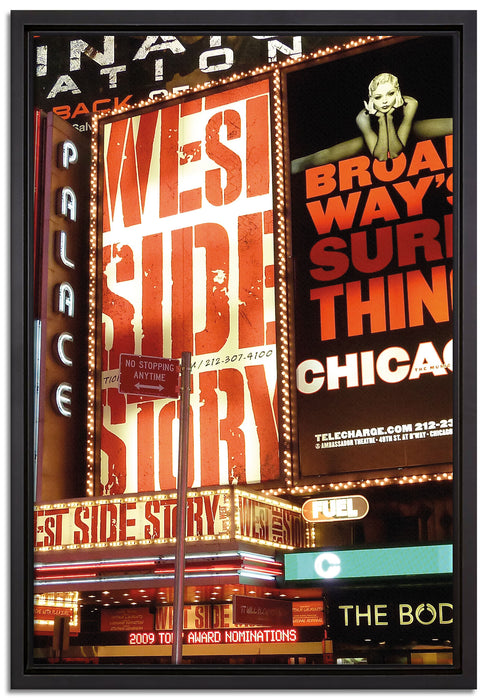 Programm des legendären Broadway's auf Leinwandbild gerahmt Größe 60x40