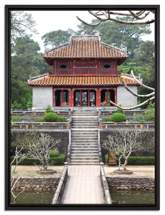 chinesischer Tempel auf Leinwandbild gerahmt Größe 80x60