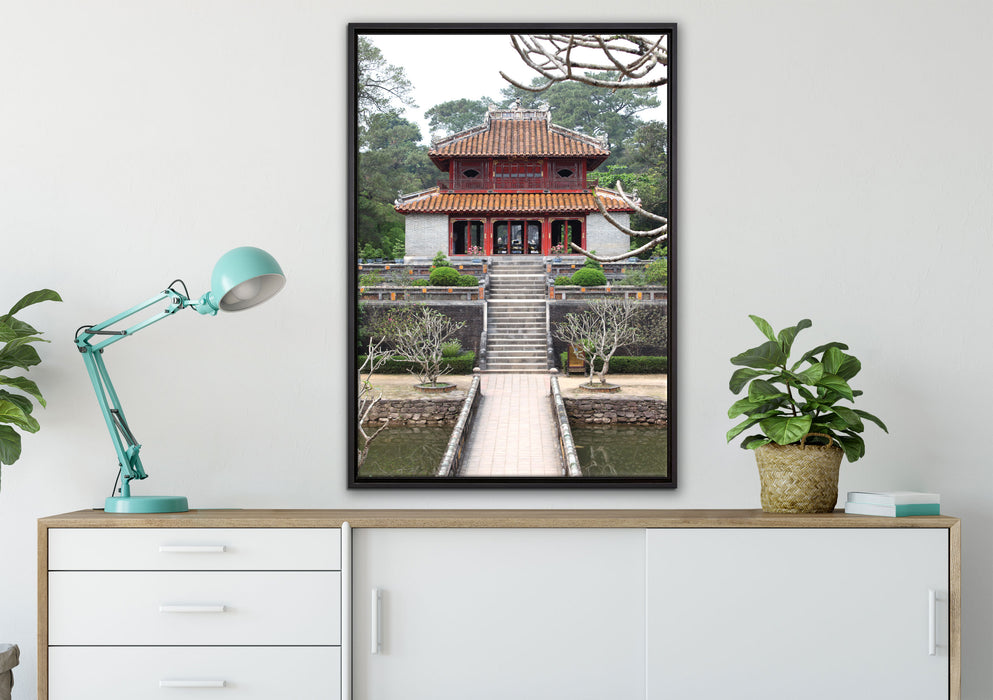 chinesischer Tempel auf Leinwandbild gerahmt verschiedene Größen im Wohnzimmer