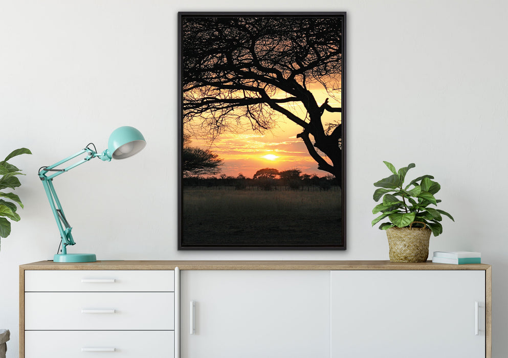 Savanne im Dämmerlicht auf Leinwandbild gerahmt verschiedene Größen im Wohnzimmer