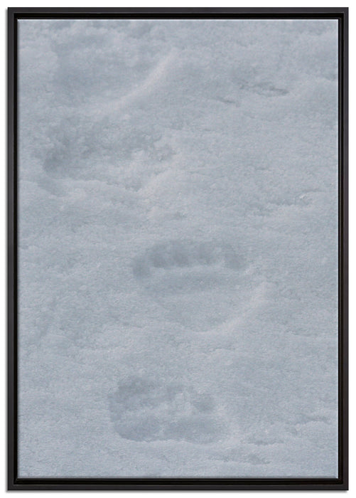 Tierspuren im Schnee auf Leinwandbild gerahmt Größe 100x70