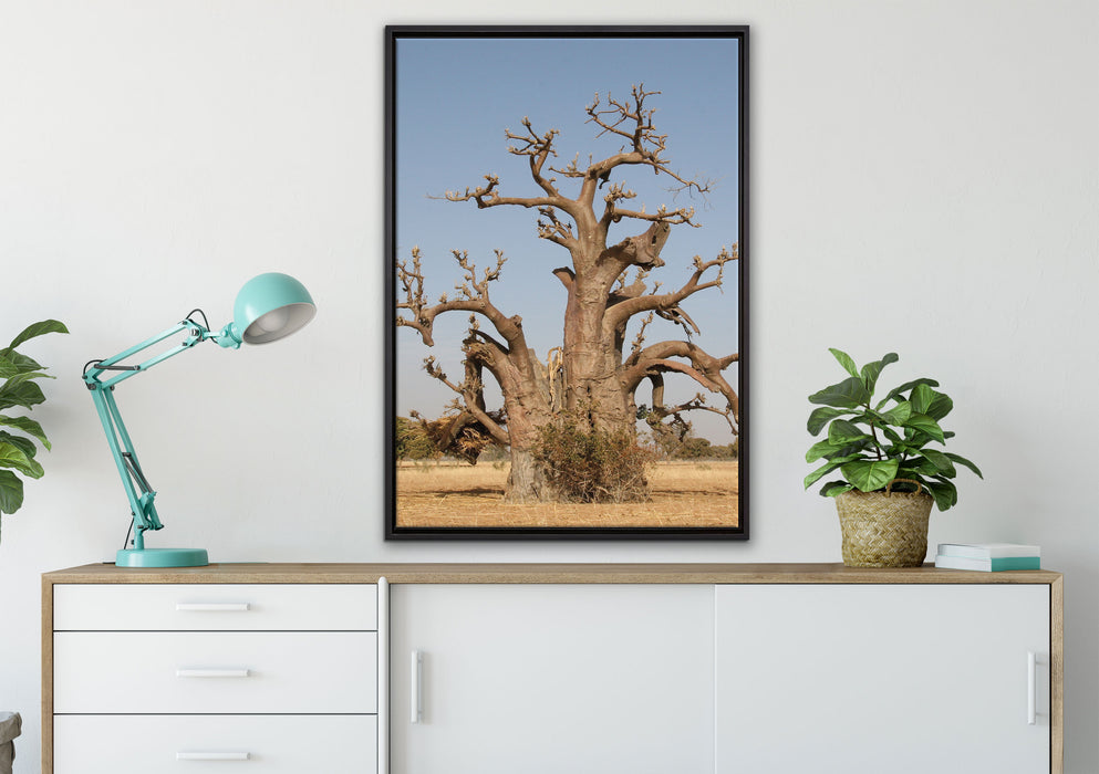 vertrockneter Baum in der Savanne auf Leinwandbild gerahmt verschiedene Größen im Wohnzimmer