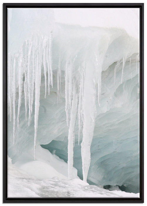 vereiste Höhle auf Leinwandbild gerahmt Größe 100x70