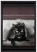 Katze in Hundeklappe auf Leinwandbild gerahmt Größe 60x40