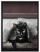 Katze in Hundeklappe auf Leinwandbild gerahmt Größe 80x60