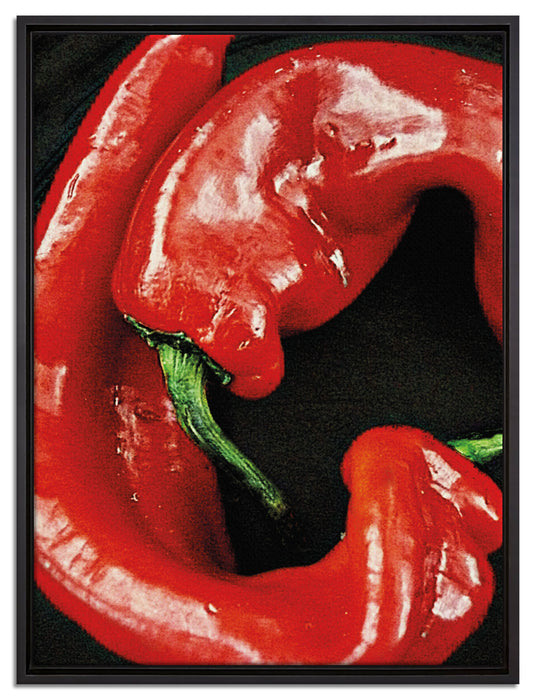 scharfe Chilischoten auf Leinwandbild gerahmt Größe 80x60