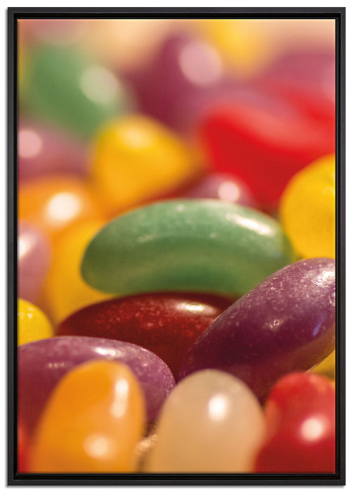 Süßigkeiten- Jelly Belly Beans auf Leinwandbild gerahmt Größe 100x70
