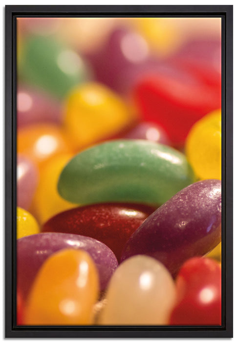 Süßigkeiten- Jelly Belly Beans auf Leinwandbild gerahmt Größe 60x40