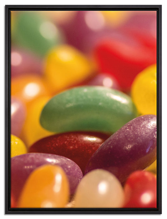 Süßigkeiten- Jelly Belly Beans auf Leinwandbild gerahmt Größe 80x60
