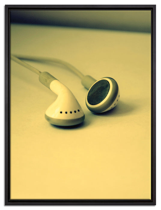 Kopfhörer auf Leinwandbild gerahmt Größe 80x60