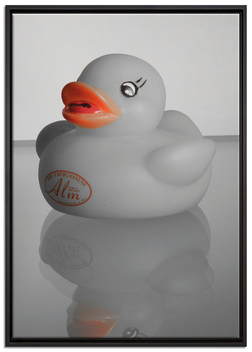 graues Quietsche Entchen auf Leinwandbild gerahmt Größe 100x70