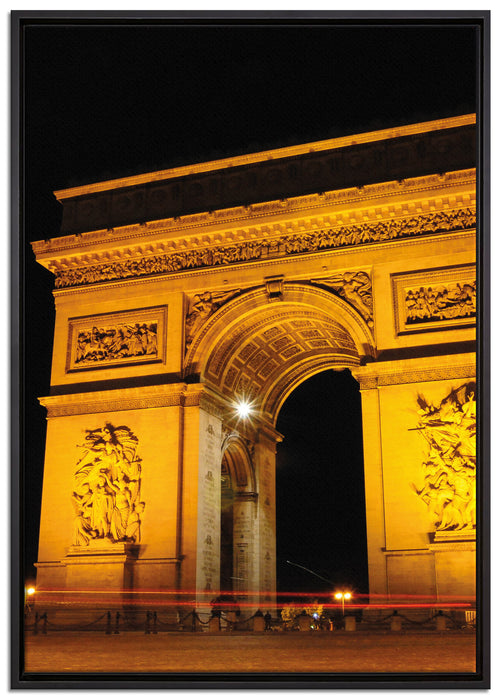 Dark Triumphbogen bei Nacht auf Leinwandbild gerahmt Größe 100x70