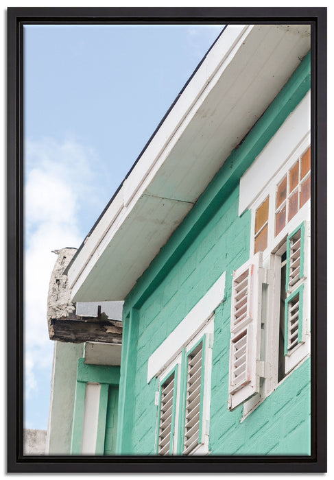 altes karibisches Haus auf Leinwandbild gerahmt Größe 60x40