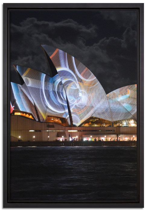 Sydney Opera House Lichter auf Leinwandbild gerahmt Größe 60x40
