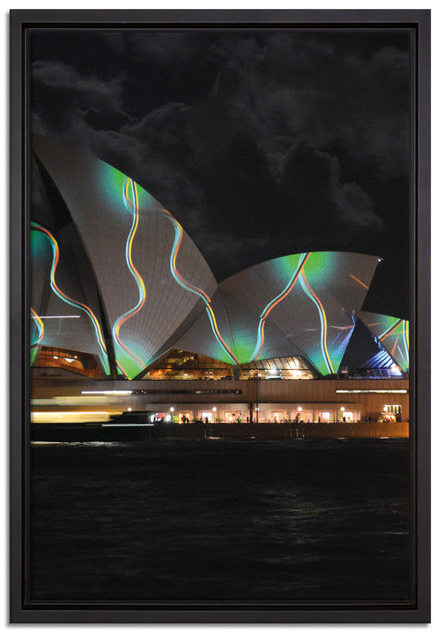 Sydney Opera House Beleuchtung auf Leinwandbild gerahmt Größe 60x40
