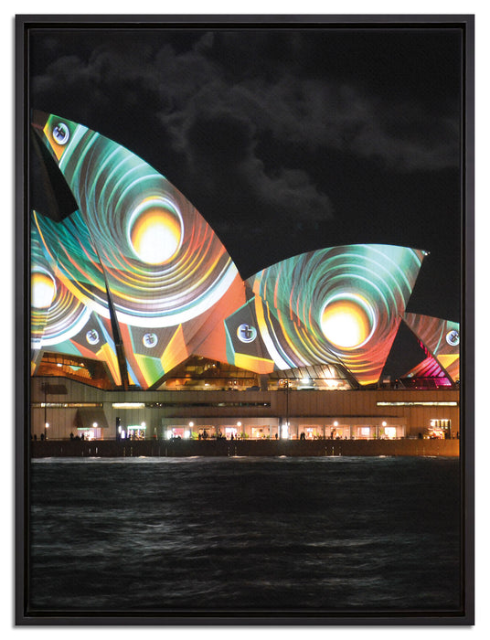 Sydney Opera House Pfauenaugen auf Leinwandbild gerahmt Größe 80x60