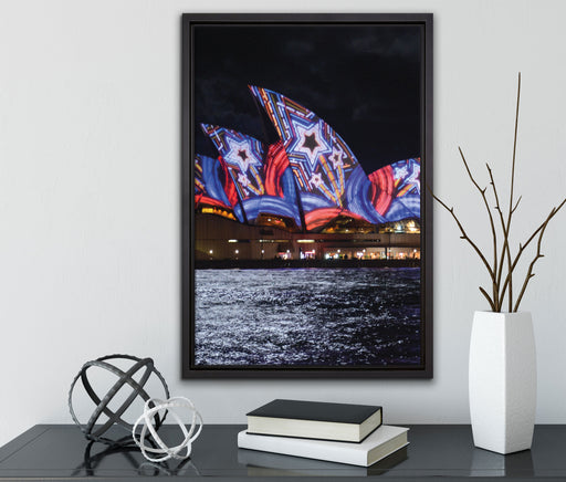 Sydney Opera House auf Leinwandbild gerahmt mit Kirschblüten