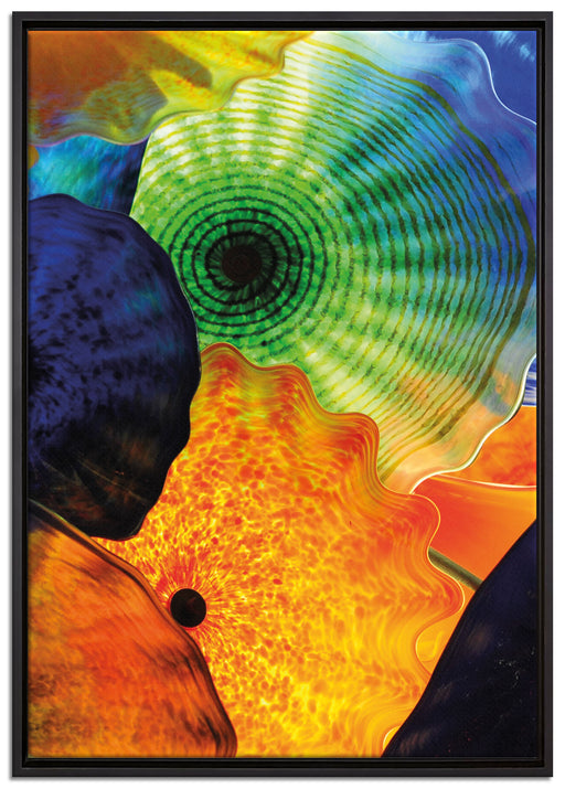 bunte Quallen auf Leinwandbild gerahmt Größe 100x70